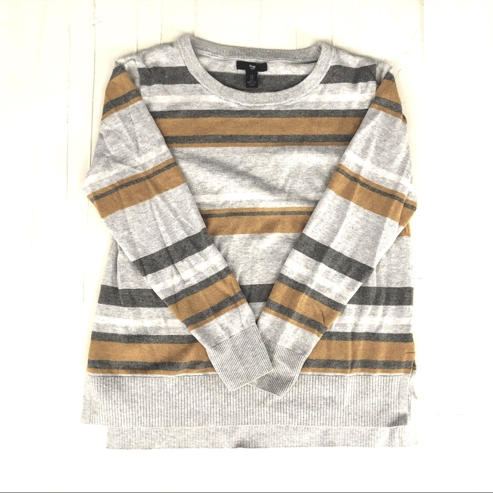 Gap yellow and grey striped sweater